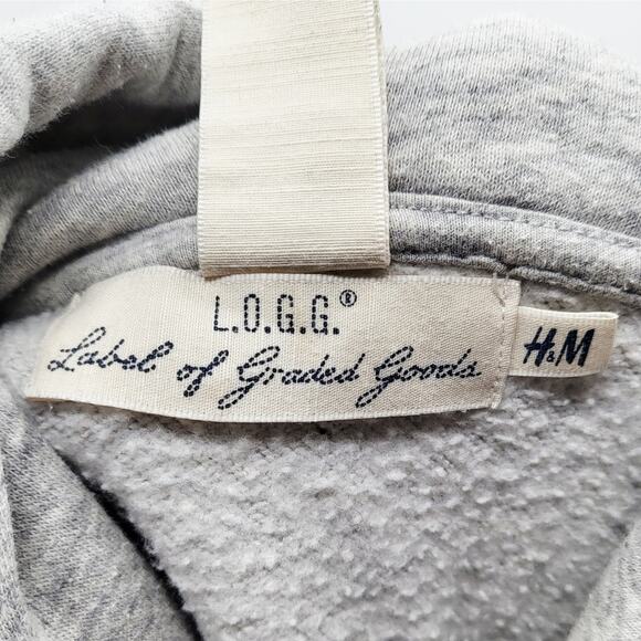 H&M L.O.G.G. NASA Dual Logo Gray Hoodie Long-sleeve Sweatshirt Men's Size S - Picture 5 of 7
